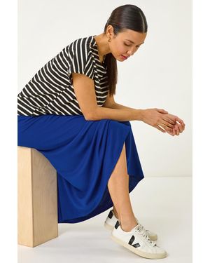 Roman A-Line Pull On Stretch Skirt - Blue