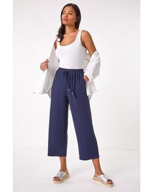 Roman Cropped Linen Mix Trouser - Blue