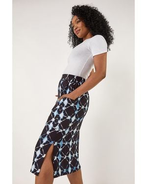 Roman Petite Geometric Midi Skirt - Blue