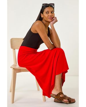 Roman A-Line Pull On Stretch Skirt - Red