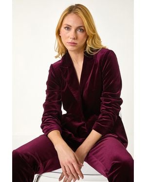 D.u.s.k Velvet Single Breasted Blazer - Red