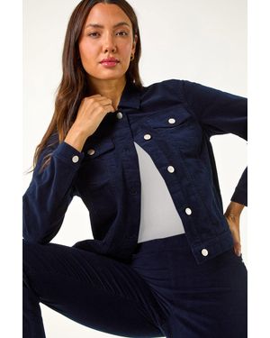 Roman Corduroy Pocket Detail Stretch Jacket - Blue