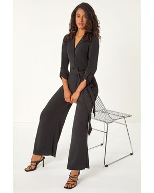 D.u.s.k Button Through Belted Stretch Jumpsuit - Blue