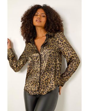 D.u.s.k Animal Print Foil Blouse - Brown