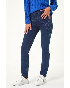 Roman Shimmer Detail Trim Jegging - Blue