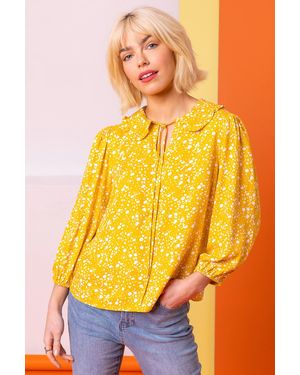 D.u.s.k Spot Print Tie Neck Blouse - Yellow