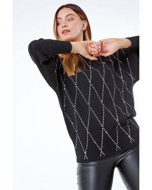 Roman Batwing Sleeve Embellished Jumper - Black