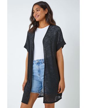 Roman Short Sleeve Longline Cardigan - Blue
