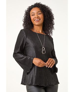 Roman Petite Petite Pleated Necklace Top - Black