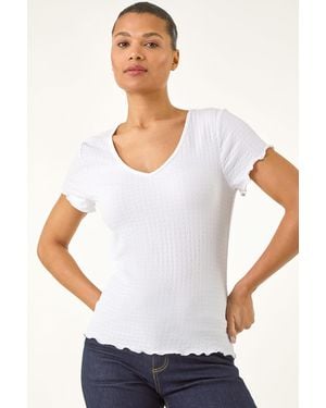 Roman Textured Lettuce Edge Top - White