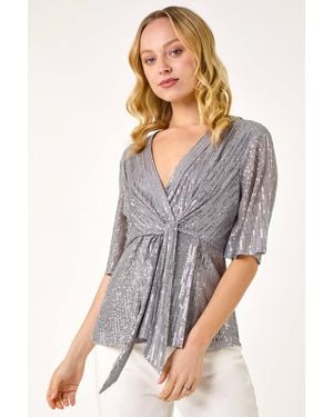 D.u.s.k Sequin Tie Front Top - Blue
