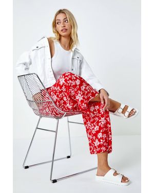 D.u.s.k Floral Print Stretch Elastic Waist Culottes - Red