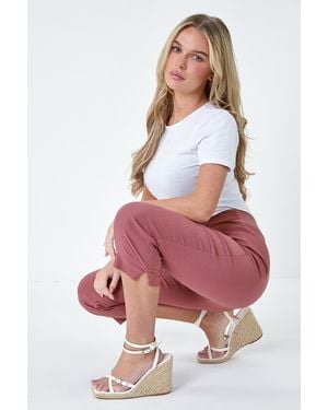 Roman Petite Cropped Stretch Trousers - Red