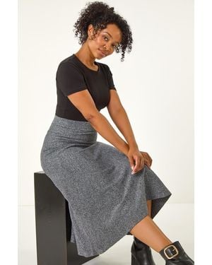 Roman Petite Stretch Knitted Midi Skirt - Grey