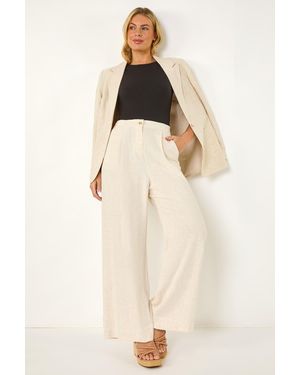 Roman Petite Smart Linen Mix Trousers - Natural