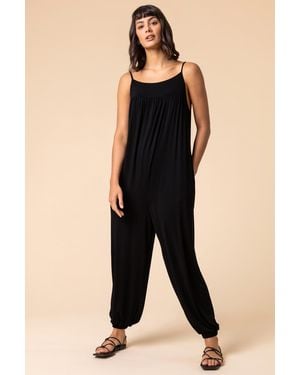 Roman Strappy Full Length Stretch Jumpsuit - Black