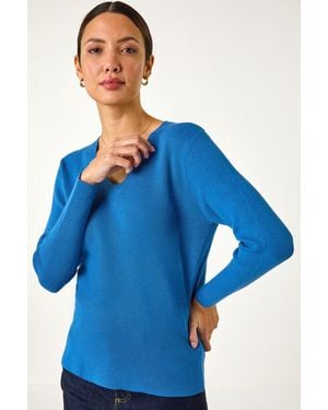 Roman Soft Knit V-Neck Jumper - Blue