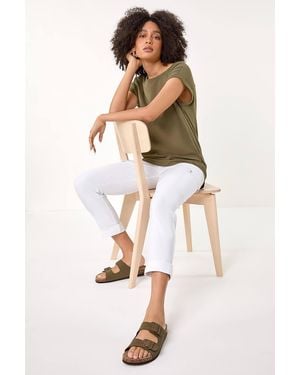 Roman Turn Up Stretch Cargo Trousers - White