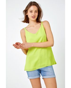 Roman Sleeveless Cross Back V-Neck Chiffon Cami - Yellow