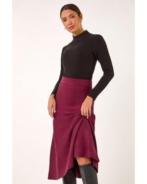 Roman Knitted Midi Stretch Skirt - Red