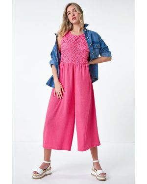 D.u.s.k Crochet Lace Wide Leg Jumpsuit - Pink