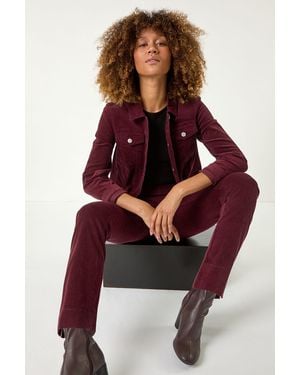 Roman Corduroy Straight Stretch Trouser - Red