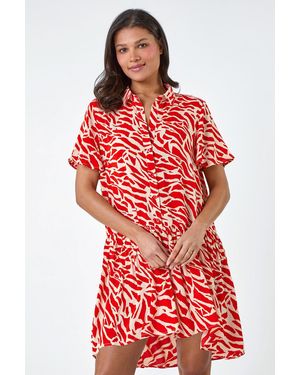Lilly-and-Hope Animal Print Tiered Smock Dress