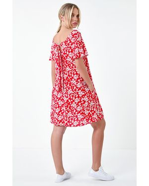 Roman Petite Ditsy Floral T-Shirt Dress - Red