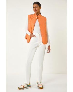 Roman Diamond Quilted Funnel Neck Gilet - White