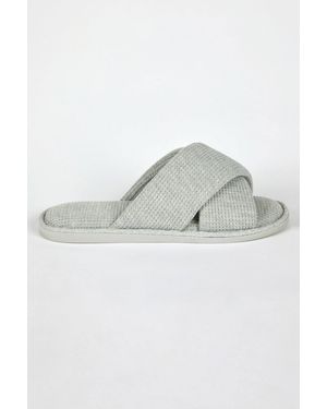 Roman Waffle Crossover Slipper - Grey