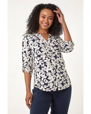 Roman Petite Floral Print Button Through Shirt - White