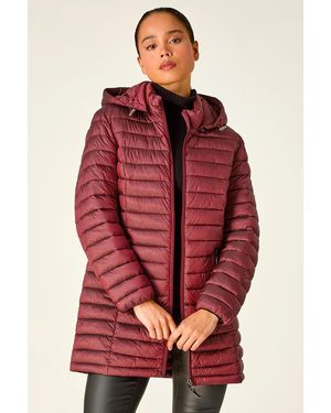 Roman Petite Quilted Longline Puffer Coat - Red