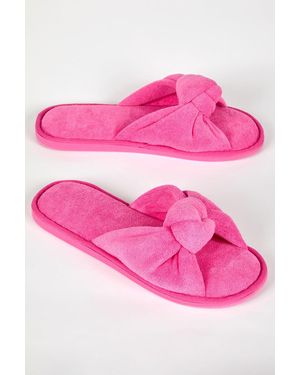 Roman Towelling Knot Slipper - Pink
