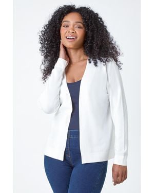 Roman Petite Plain Stretch Cardigan - White
