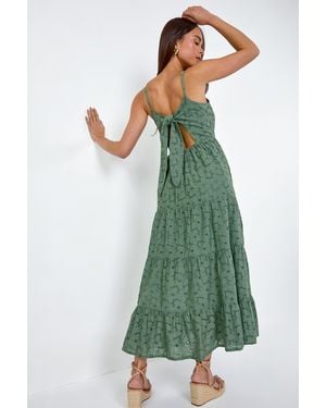 Roman Petite Tie Detail Broderie Dress - Green