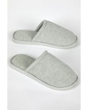 Roman Waffle Mule Slipper - Grey