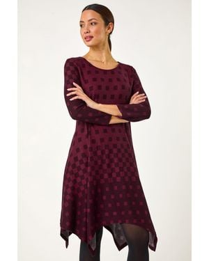 Roman Geometric Hanky Hem Dress - Red