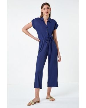Roman Ribbed Stretch Jersey Jumpsuit - Blue