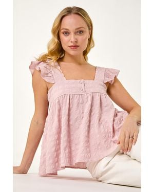 D.u.s.k Textured Bubble Button Top - Pink