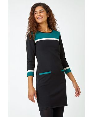 Roman Colour Block Ribbed Knit Dress in Blue | Lyst UK