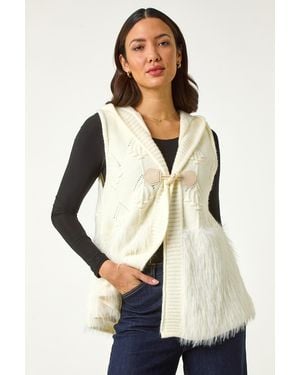 Roman Faux Fur Knit Gilet - White