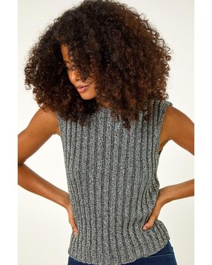 D.u.s.k Ribbed Shimmer Knit Top - Grey