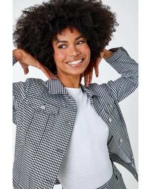 Roman Gingham Stretch Pocket Detail Jacket - Black
