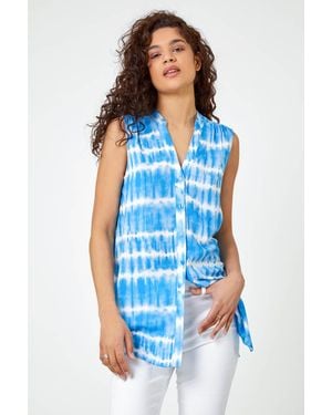 Roman Sleeveless Tie Dye Shirt - Blue