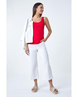 Roman Plain Stretch Jersey Vest Top - Red