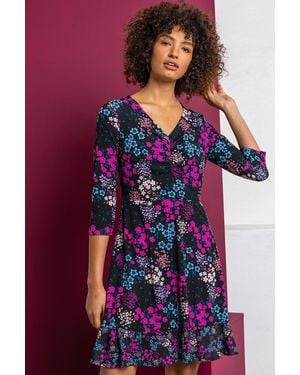 D.u.s.k Floral Print Ruched Mini Dress - Purple
