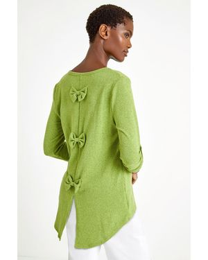 Roman Bow Back Detail Stretch Top - Green