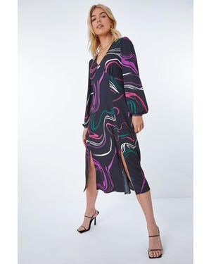 D.u.s.k Abstract Swirl Print Stretch Dress - Blue