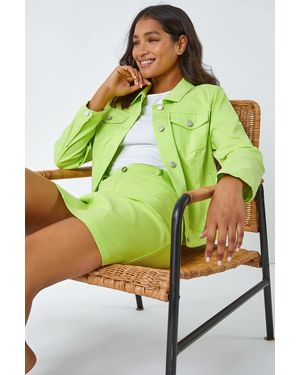 Roman Elastic Waist Straight Stretch Skirt - Green