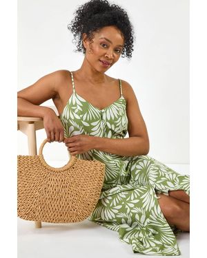 Roman Petite Printed Button Through Dress - Green